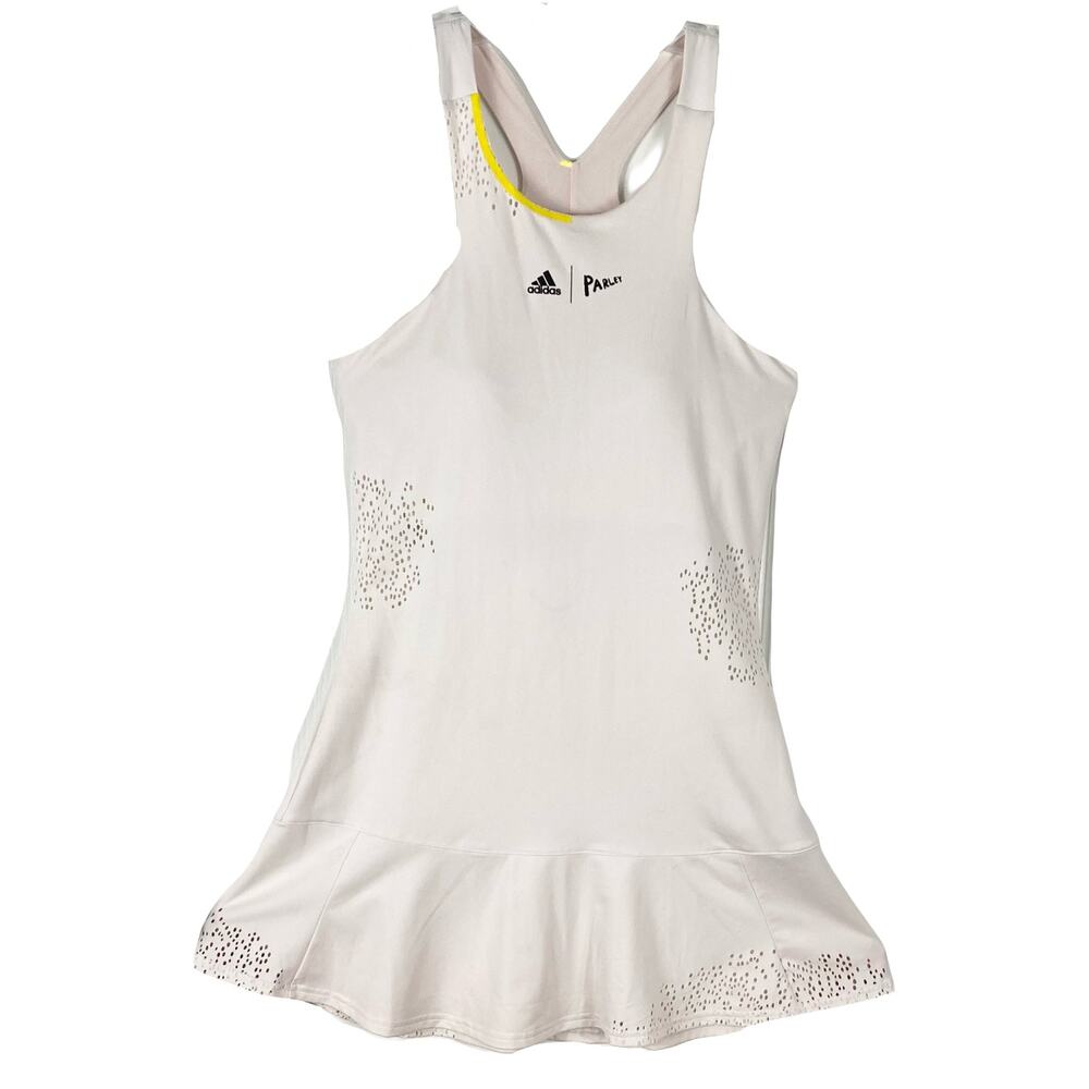ADIDAS X PARLEY Dress M Cream Racerback Built-In-Bra Tennis Mini-Length - Picture 3 of 16